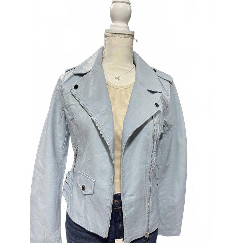 NEW COALITION LA women's leather jacket in baby blue